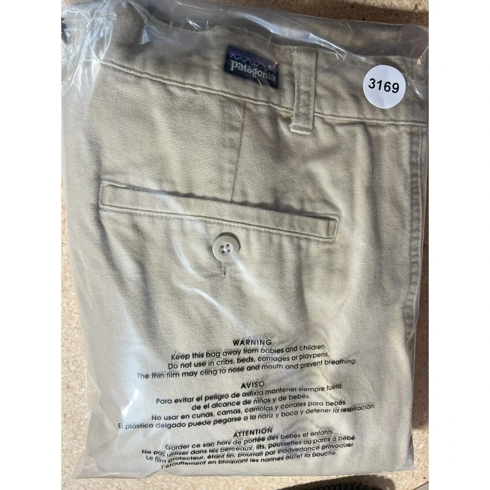 PATAGONIA Organic Cotton Pant Men 38 (35x29 Actual) Tan Khaki Chino Straight Leg